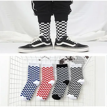 Mote Harajuku stil unisex street fashion bomull sokker hip hop skateboard menn sokker moro rutete rutemønster sokker meia