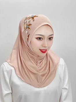 Muslimske Beaded Skjerf Abaya Hijab Ramadan Tyrkia Hijab Damer Abayas Kjole Sjal Turban Skjerf Muslimske Kjole Instant Bunnen Lue