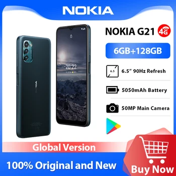 Nokia G21 6 GB og 128 gb 4G Smarttelefon 6,5 tommers Skjerm 5050mAh Batteriet 50MP trippel Kameraet Ansiktet 3-dagers batterilevetid Global