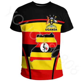 Nye Uformelle Løs Genser-Afrika Sone T-Skjorte Uganda Aktiv Flagg, T-Skjorter Klær Topper for Menn og Kvinner
