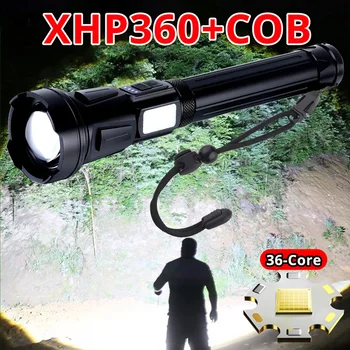 Nylig Type-C XHP360-36core+COB Lyssterke LED-Lommelykt 10400mah Oppladbare Kraftig Taktisk Lantern, Flash-Lys for Camping