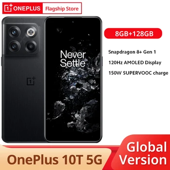OnePlus 10T 5G Globale Versjonen 8 GB og 128 gb Snapdragon 8+ Gen 1 120Hz AMOLED-Skjerm 150W Lade 4800mAh 50MP