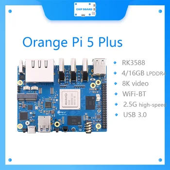 Oransje Pi 5 Pluss 16G RAM Single Board Computer RK3588 PCIE-Modul Ekstern Wi-fi-BT SSD 8K Oransje Pi5 Pluss Demo Utvikling Styret