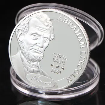 OSS Abraham Lincoln borgerkrigen 1861 Souvenir Mynter Sølv Belagt Mynt Samling