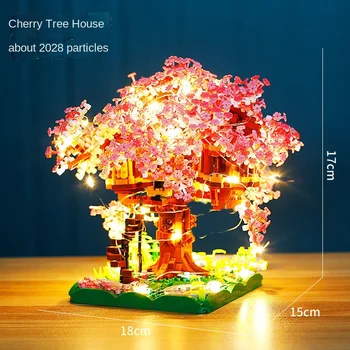 Sakura Tog Tree House-Modellen Constructor angi By Micro Building Block Cherry Street View Murstein Montessori MOC Julen Leker