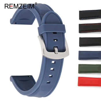 Silikon Watchband 18mm 20mm 22mm 24mm Grønn Blå Sport Stropp Quick Release Gummi Erstatning Menn Kvinner Smart Watch Armbånd