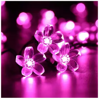 Solar Blomst Streng Lys Utendørs LED Solar Fairy Lys Vanntett Cherry Blossoms Søt Lys i Hagen Treet Uteplass Verftet Party