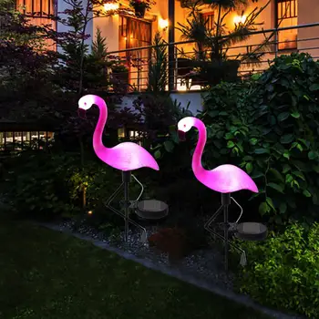 Solar Flamingo Innsats Lys Lantern Solenergi Drevet Veien Lys Vanntett Utendørs Solenergi Lys Plen Yard-Lampe for Hage med Uteplass