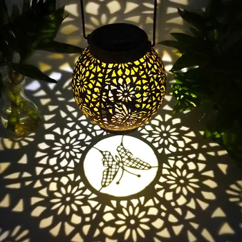 Solar Powered Lantern Utendørs Hage Lampe Marokkansk Lantern Projeksjon Solar Lampe Hengende Led-Lys Verftet Hage Dekorasjon