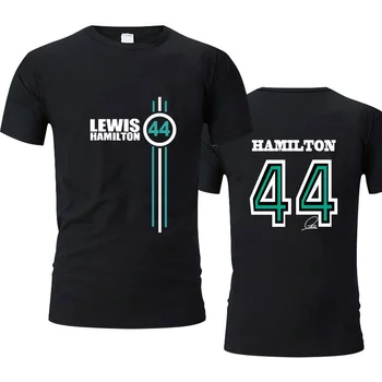 Sommeren Formelen Racer Lewis Hamilton F1 Racing Fans Kort-Sleeved Nr 44 Logo Oversized T-Skjorter Menn/Kvinner Mote Streetwear