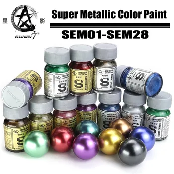 SUNIN 7 SEM01-SEM28 20ml Super Metallic Farge Maling SEM-Serien Akryl Pigment Maleri Verktøy for Montering Modell Hobby DIY Verktøy