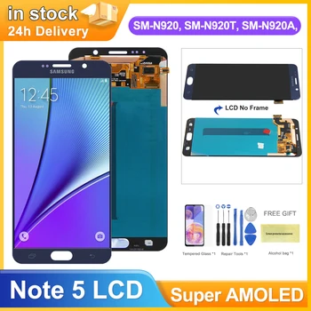 Super AMOLED-Skjermen til Samsung Galaxy Note5 N920 N920F-Lcd-Skjerm-Berøringsskjerm Fingerprint Montering for Samsung Galaxy Note 5
