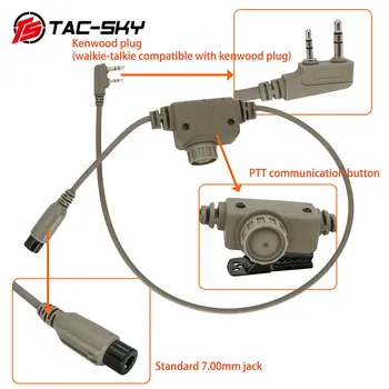 TAC-SKY Taktisk TOS-Adapter RAC TOS-Headset Tilbehør Kompatible COMTAC SORDIN Headsettet for Kenwood Plug Walkie Talkie