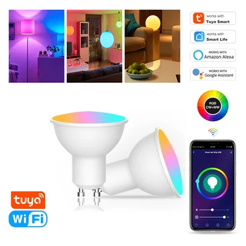 Tuya GU10 Wifi Led Spotlight RGBCW Smart Lampe Rom Dekor led Lyspære som er Kompatible Med Alexa Amazon Siri Smart Liv