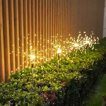 Vanntett Fairy Garland 90/150 LED Lys LED Utendørs Solar Fyrverkeri Lyser String Plen Street dekorasjon belysning lampe