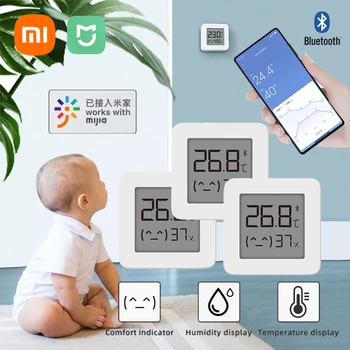 XIAOMI Bluetooth Termometer Trådløs Smart Home Elektrisk Digitalt Hygrometer Termometer Mijia APP Temperatur Fuktighet Skjerm