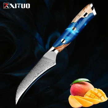 XITUO Japansk Paring Kniven Skarp Damaskus Stål Kjøkken frukt kniv, Ergonomisk håndtak Eagle-buet blad Kutte Frukt og Grønnsaker