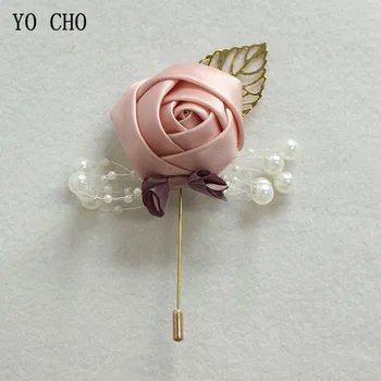 YO CHO Boutonniere Pin Blomster Groomsmen Corsage Bryllup Brudgommen Boutonniere Knapphullet Bryllup Vitne Corsages Prom Tilbehør