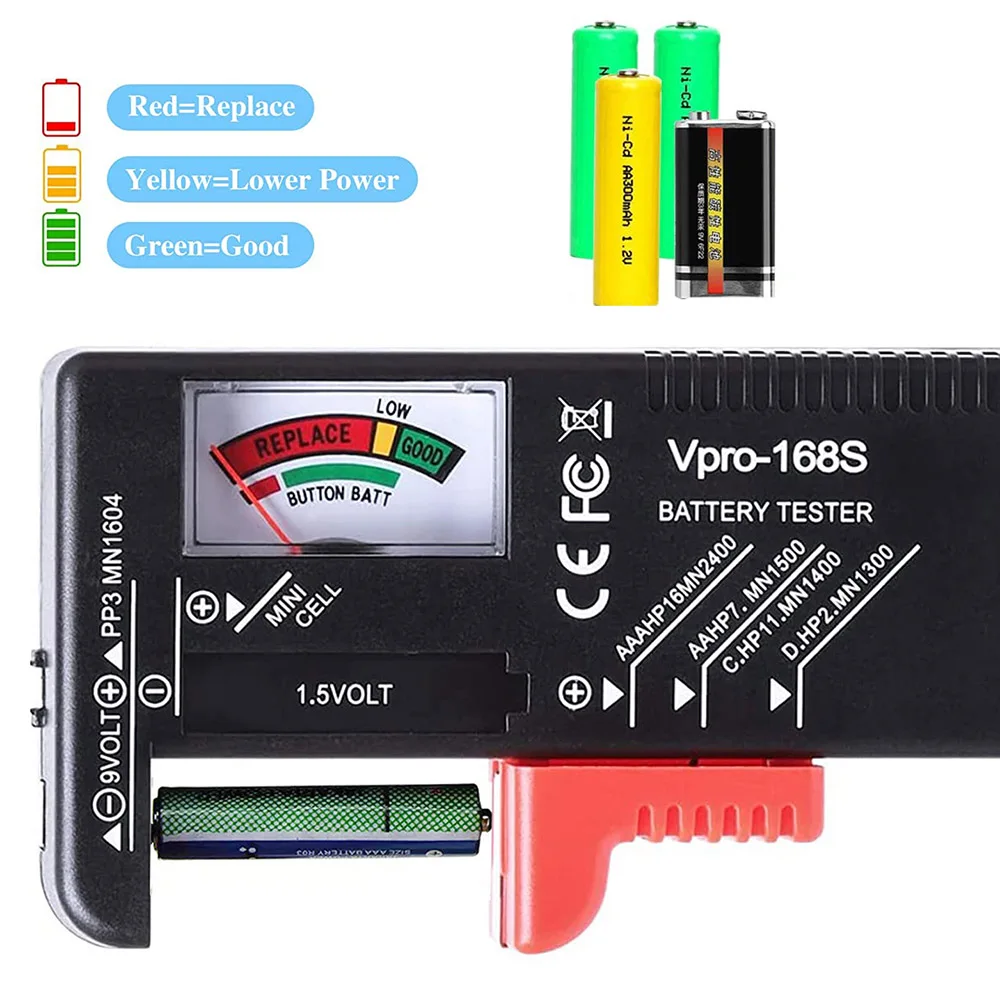 Digital Batteri Tester 9V/1.5 V/AA/AAA-Batteri Kapasitet Tester Knapp Celle Volt Checker Universal Batteri Tester BT-168D0