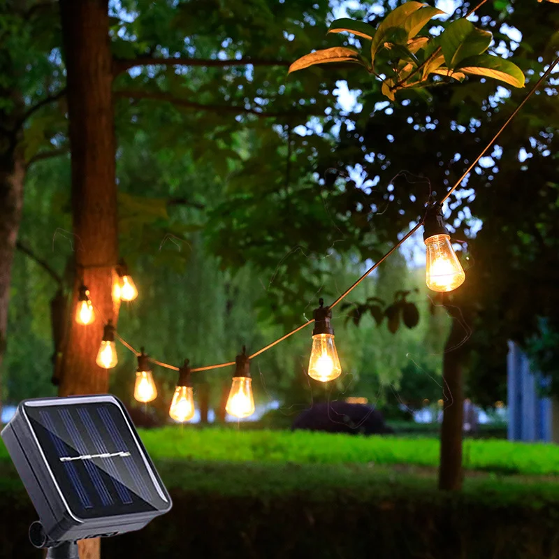 LED-Solar Streng Lys IP65 Vanntett Utendørs Christmas Decoration Pære Retro Ferie Garland hagemøbler Fairy Lampe0