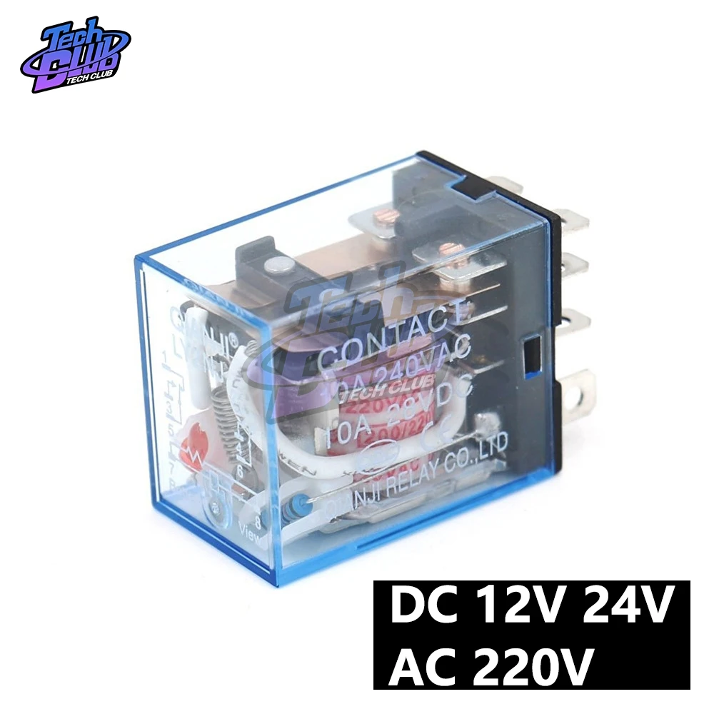 Coil Power Relay LY2NJ AC 220V DC 12V 24V 10A Mini Elektromagnetisk Relé Elektronisk Modul DPDT 8 Pin-LED-Lampe Indikasjon0