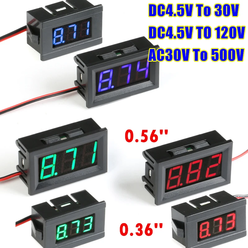 Mini Digitalt Voltmeter Tester DC 4.5 V til 30V Digitalt Voltmeter Spenning Panel Meter Rød/Blå/Grønn Electromobile Motorsykkel Bil0