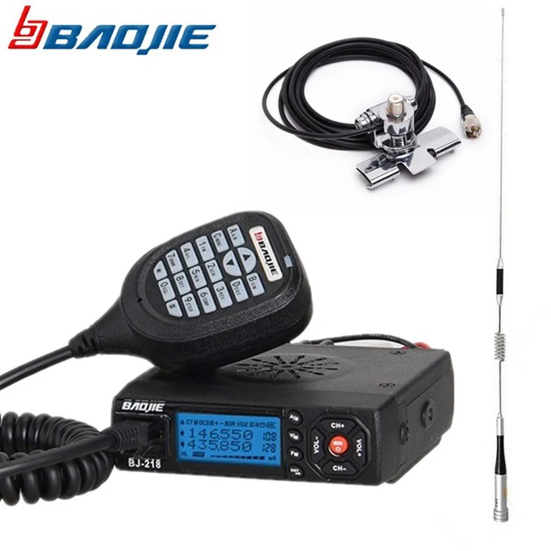 Baojie BJ-218 Mini Bil Walkie Talkie 10KM 25W Dual Band VHF/UHF-136-174mhz 400-470mhz 128CH Mini HamMobile Bil Radio sender / Mottaker0