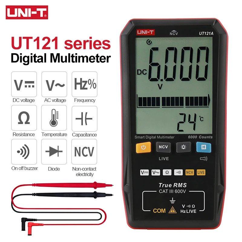 ENHET Smart Digitalt Multimeter UT121A UT121B UT122 AC DC Spenning Tester Multimeter Sann RMS Digital Capacimeter Frekvens Meter0