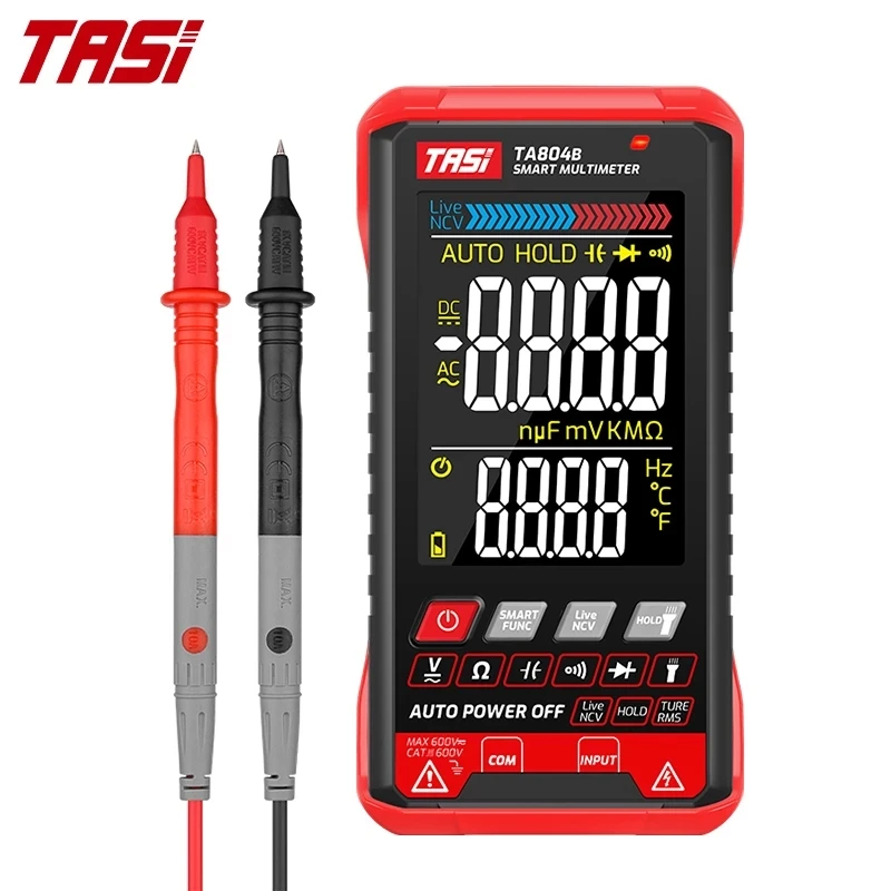TASI TA804A/B Digitalt Multimeter Auto Tester Multimeters HD Color Skjermen Ultrathin Intelligent OHM NCV DC/AC-Spenning Meter1