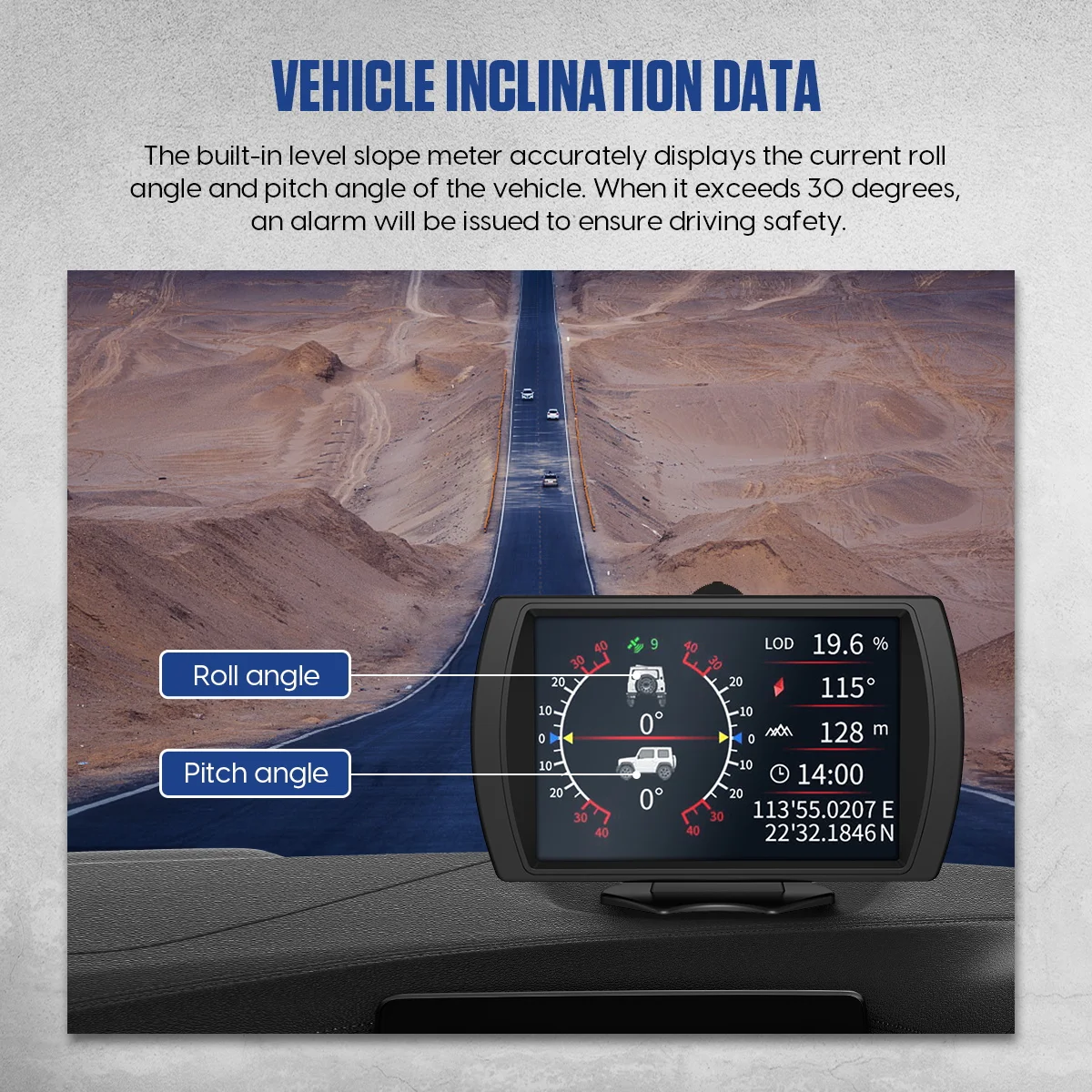 MRCARTOOL M90 Automotive OBD-II & GPS-Off-Road Skråningen Meter Speedometer Kilometerteller Multifunksjon HUD Head-Up Display Sikkerhet Alarm1