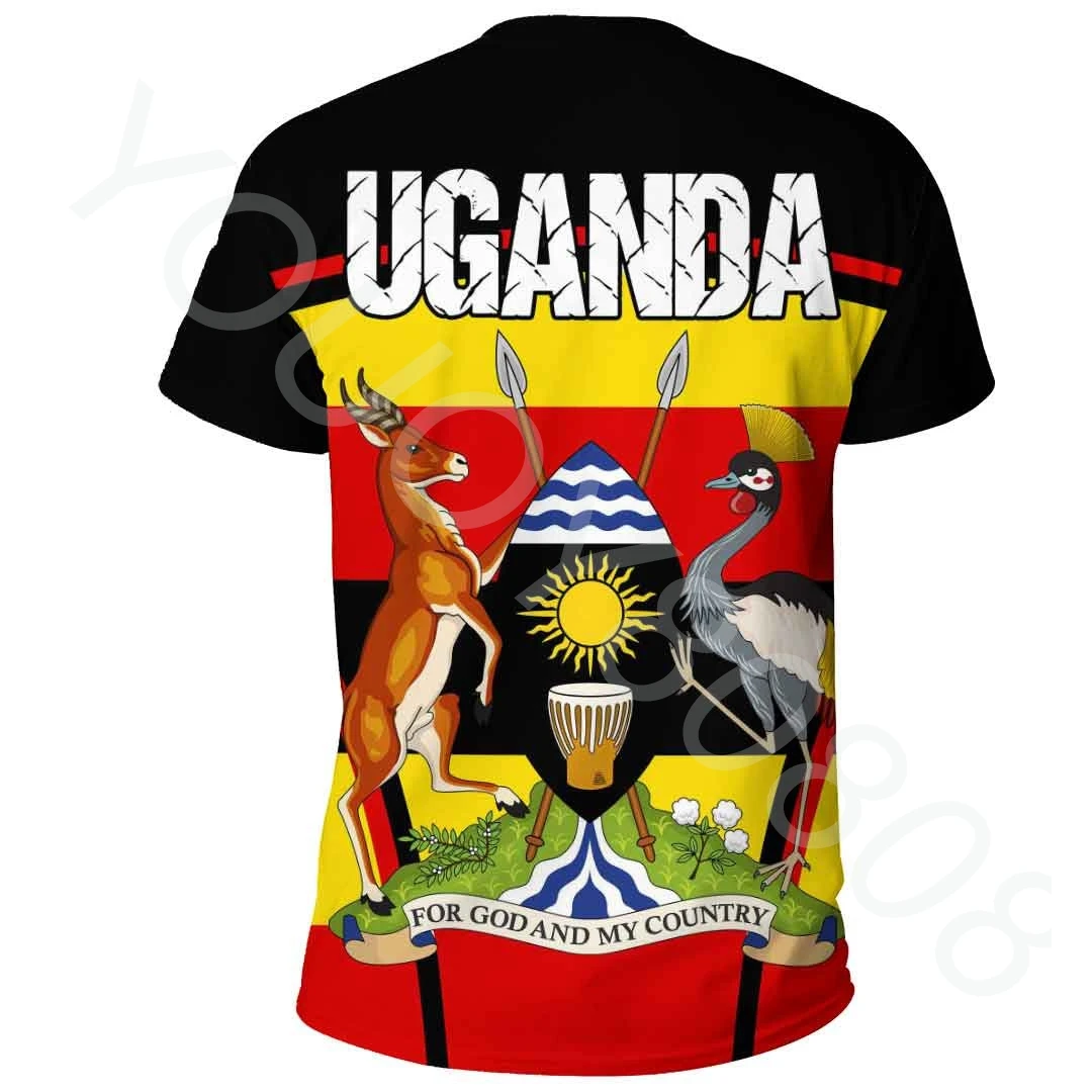 Nye Uformelle Løs Genser-Afrika Sone T-Skjorte Uganda Aktiv Flagg, T-Skjorter Klær Topper for Menn og Kvinner1
