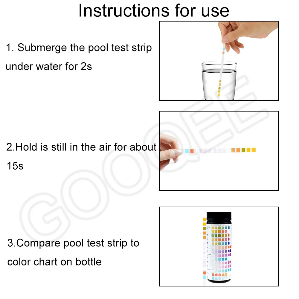 50 Strimler/Flaske 3-i-1 Test Strips Multipurpose Klor, PH Test Strips For SPA-Svømmebasseng Vann Tester Papir1
