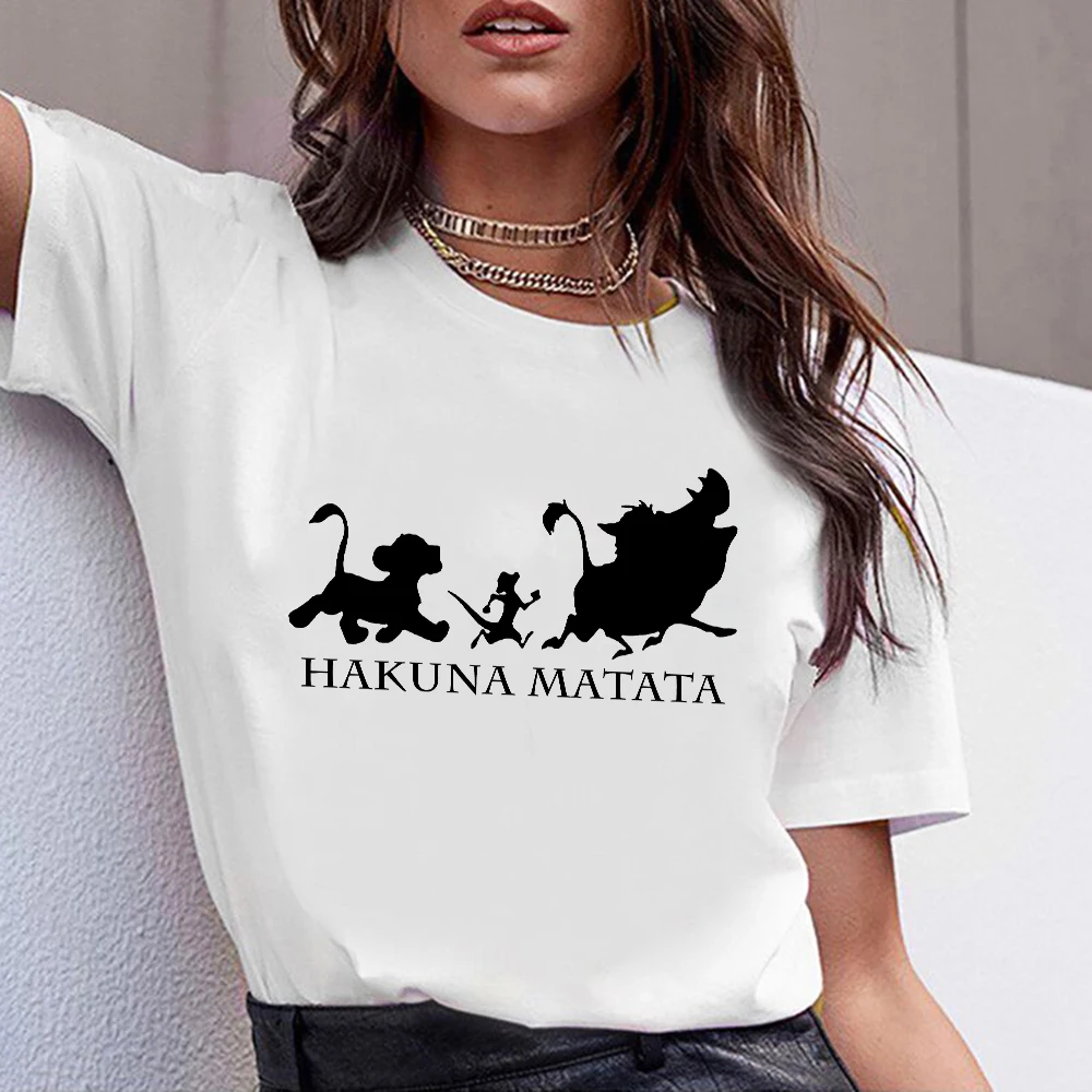 Disney Hakuna Matata Lion King Kvinner T-skjorte Gratis Frakt Spania Streetwear Mote Camiseta Mujer Sommeren Liv Komfortable Enkel T-skjorte1
