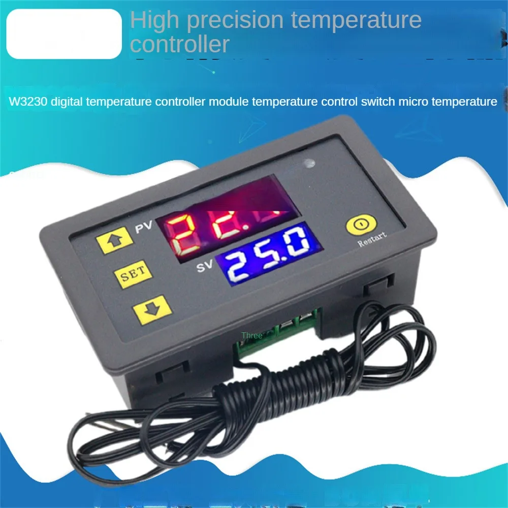 Dual Digital Temperaturføler ntc Relé Utgang 12V 24V 220V Thermoregulator Termostat Med Oppvarming Kjøligere W32302