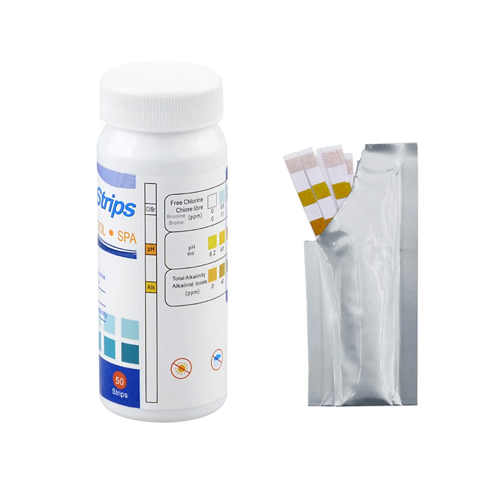 50 Strimler/Flaske 3-i-1 Test Strips Multipurpose Klor, PH Test Strips For SPA-Svømmebasseng Vann Tester Papir2