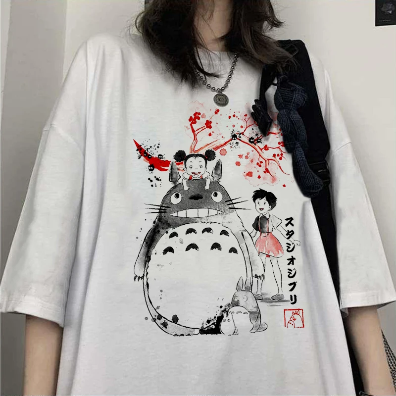 Totoro Studio Ghibli Kvinner ' s T-skjorte Anime T-Skjorte Karikaturtegning Utskrifter t-skjorte Kawaii Klær for Kvinner Søte Tees kortermet Topp2