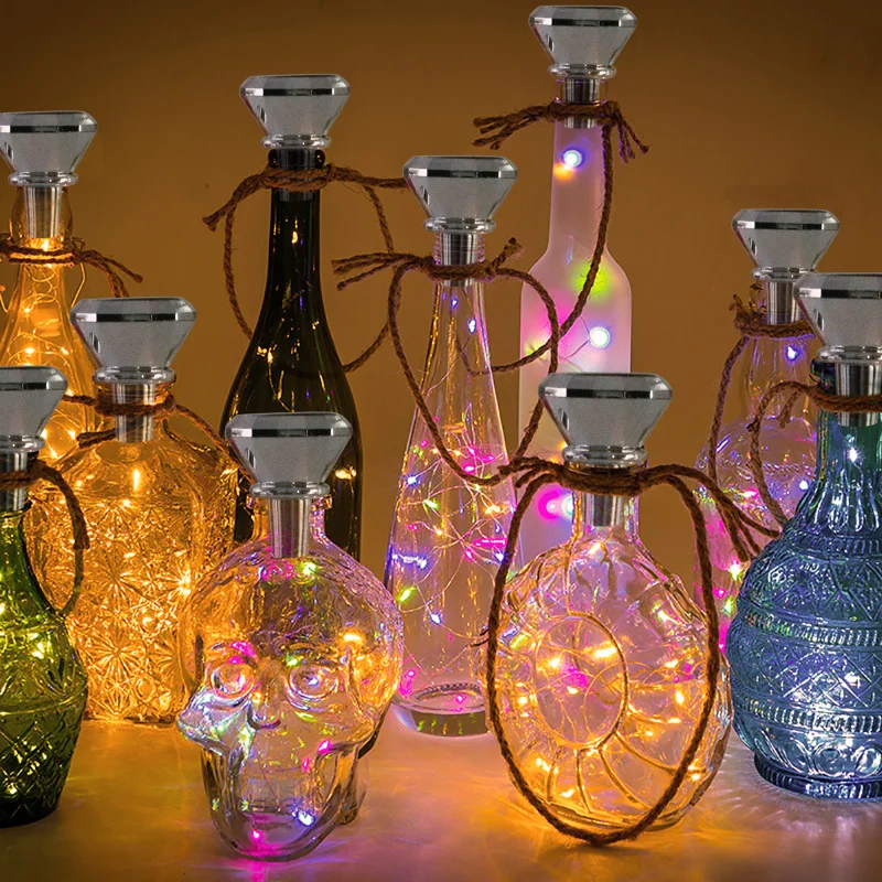 20 Led Solar Flaske Innredning Lampe Flaske Vin Kork Streng Lys Fairy Garland Lys Diamant Bryllup Christmas Decoration-Lampen 2M2