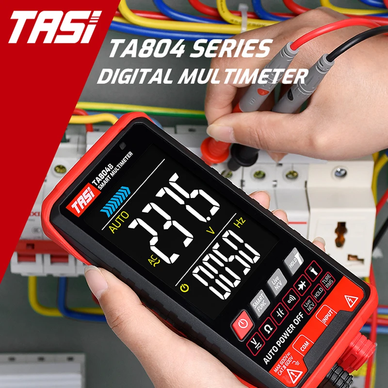 TASI TA804A/B Digitalt Multimeter Auto Tester Multimeters HD Color Skjermen Ultrathin Intelligent OHM NCV DC/AC-Spenning Meter3