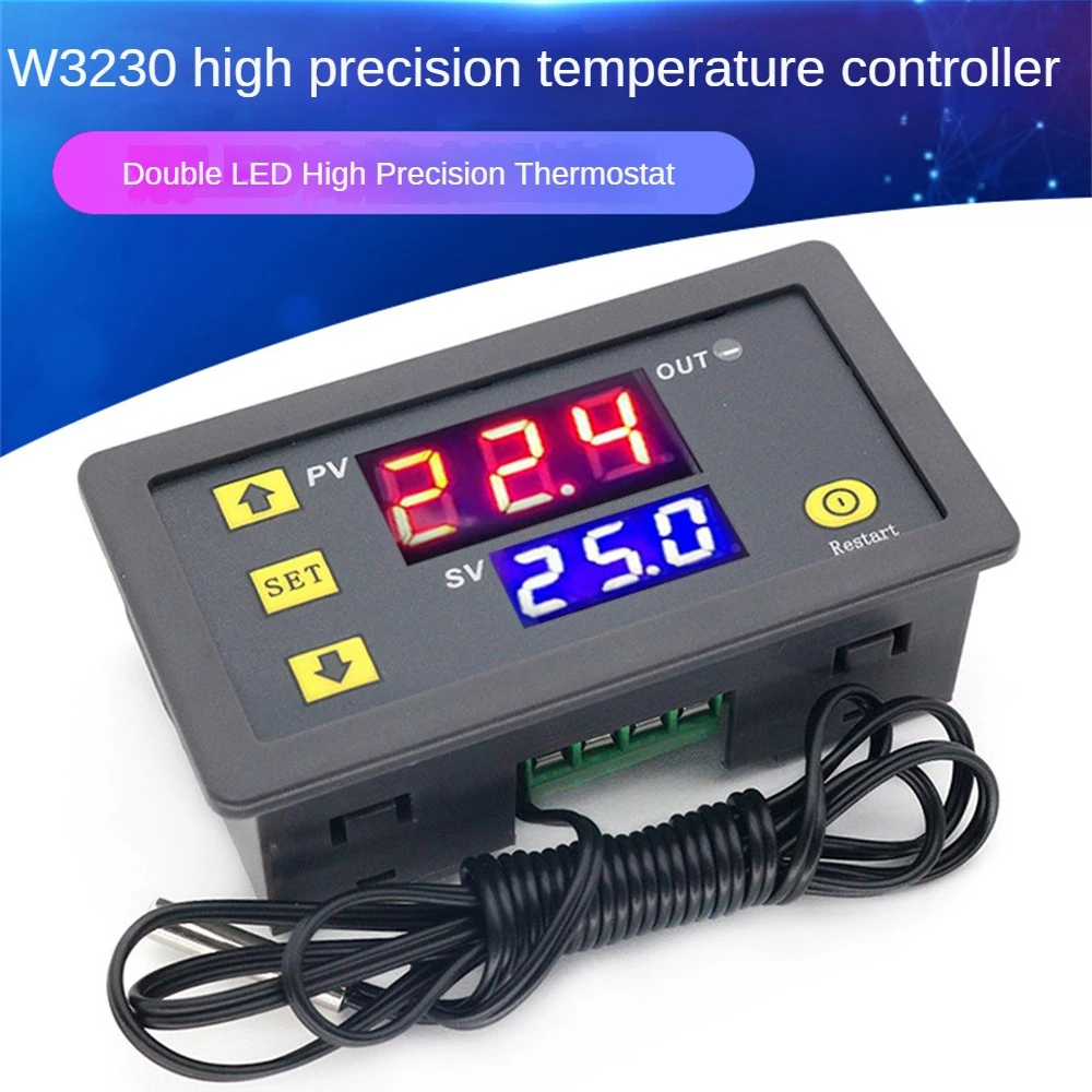Dual Digital Temperaturføler ntc Relé Utgang 12V 24V 220V Thermoregulator Termostat Med Oppvarming Kjøligere W32303