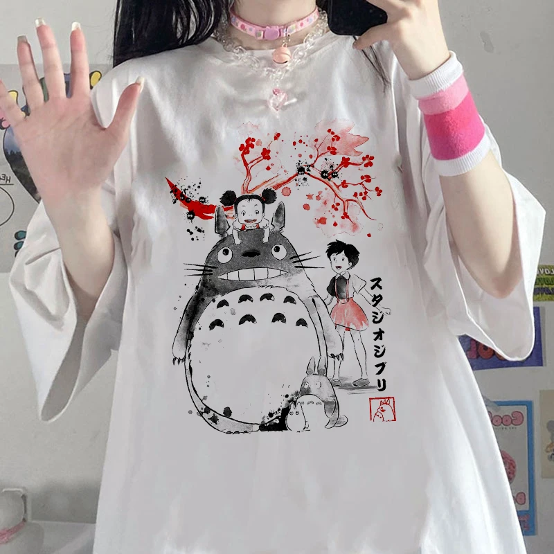 Totoro Studio Ghibli Kvinner ' s T-skjorte Anime T-Skjorte Karikaturtegning Utskrifter t-skjorte Kawaii Klær for Kvinner Søte Tees kortermet Topp3