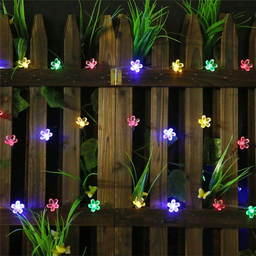 Solar Blomst Streng Lys Utendørs LED Solar Fairy Lys Vanntett Cherry Blossoms Søt Lys i Hagen Treet Uteplass Verftet Party3