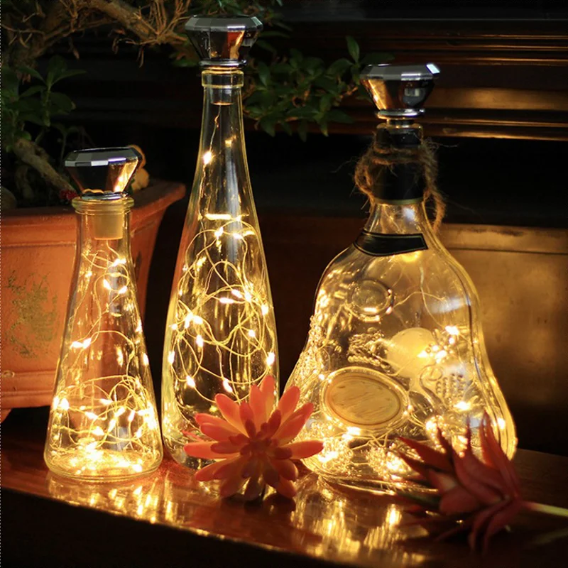 20 Led Solar Flaske Innredning Lampe Flaske Vin Kork Streng Lys Fairy Garland Lys Diamant Bryllup Christmas Decoration-Lampen 2M3