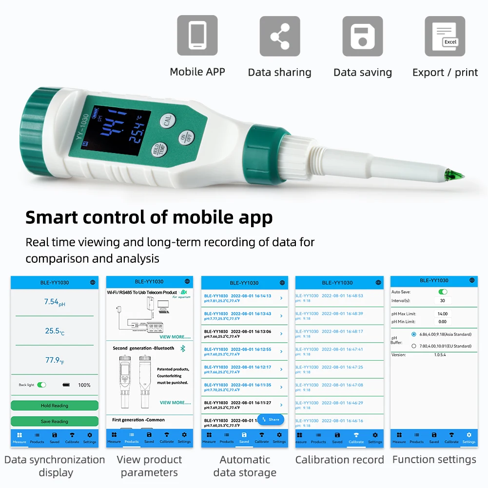 Digital Bluetooth Mat PH-Meter 0.00~14.00 Høy Nøyaktighet Sensor Smart Temp Surhet Tester for Brygging Frukt, Ost, Kjøtt Canning4