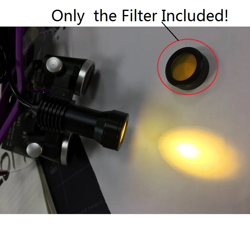 Filter Gul Farge for LED-Lyskaster Dental Forstørrelsesglass lommelykt Kirurgisk Forstørrer Lab Belysning Optisk Tilbehør5