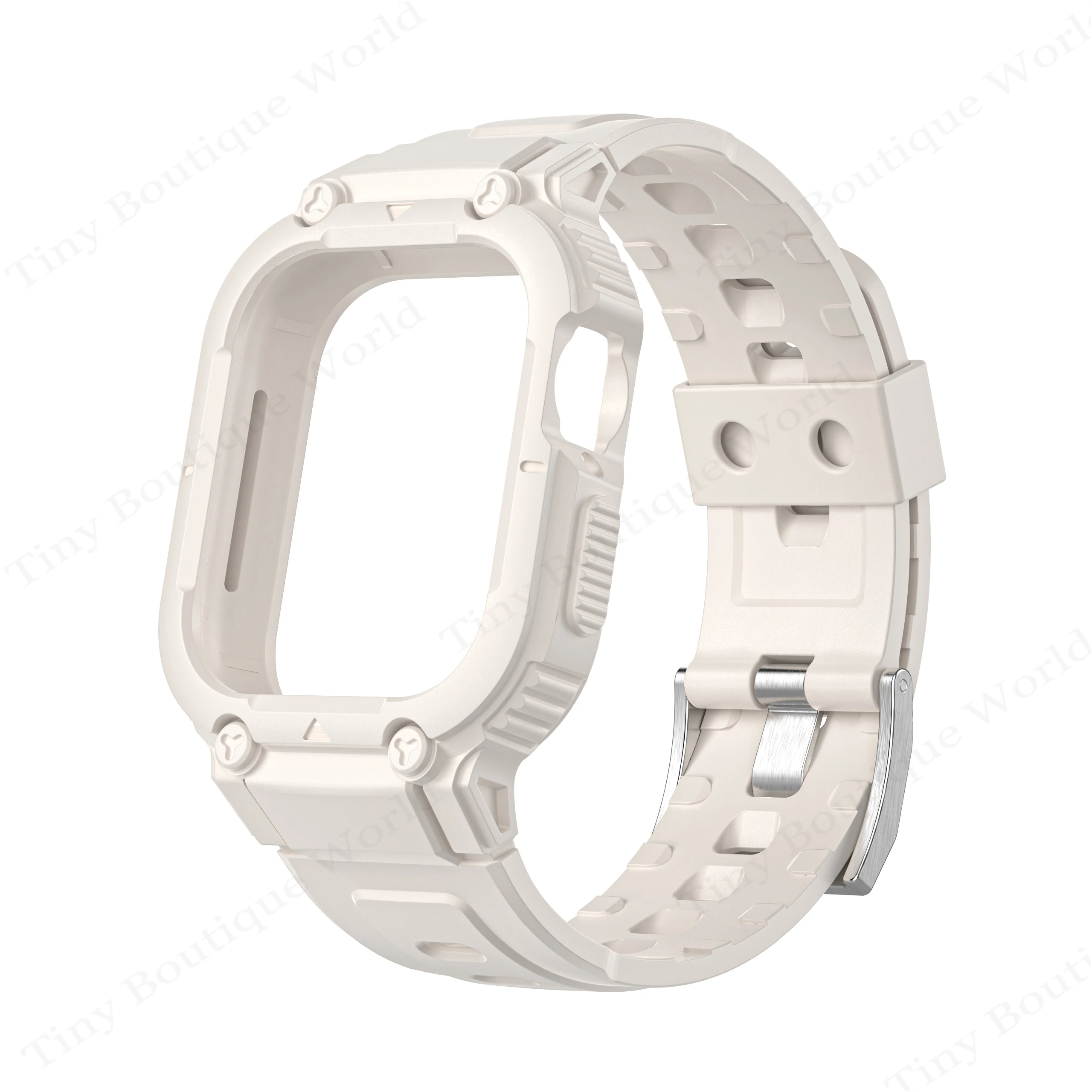 Sport Gummi Band+Case for Apple Watch 44 41 mm 40 mm 45 Gjennomsiktig Silikon Cover Stropp Iwatch Series 7 Correa 6 SE 5 45